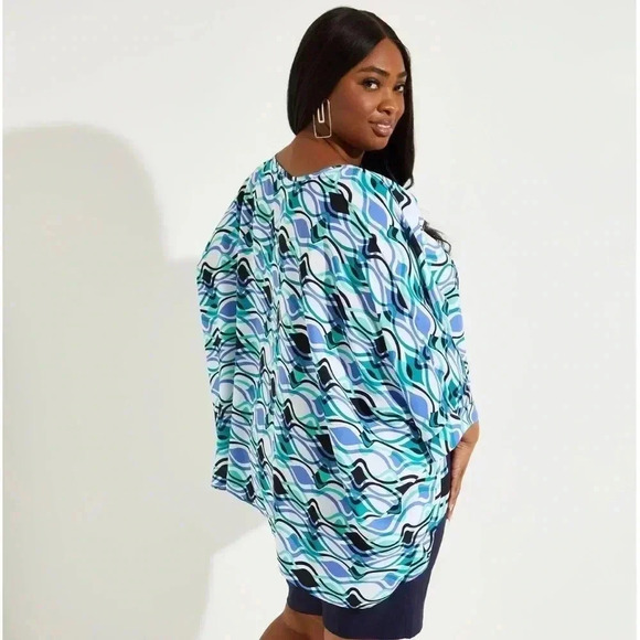 Ashley Stewart, lightweight tunic top, modern colorful bohemian hippie Plus size - Picture 1 of 12